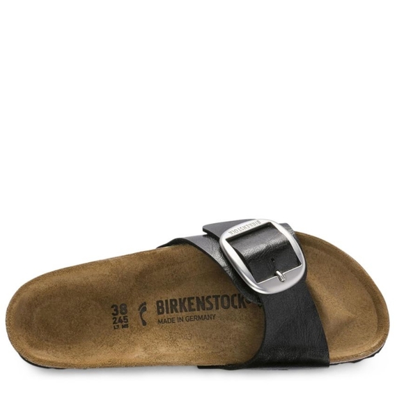 Birkenstock Shoes - Birkenstock Madrid Black Licorice Narrow Width Slide Sandals